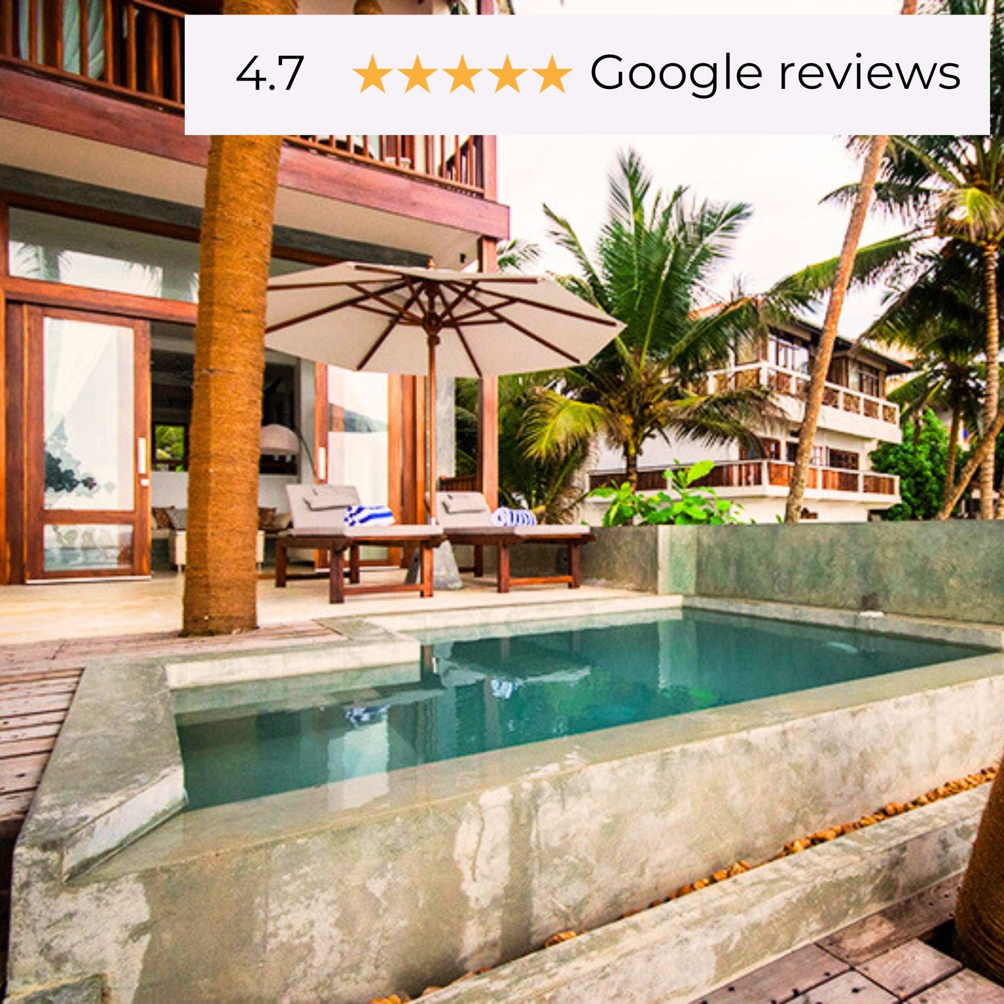 2 or 3 Days in a beachfront villa in Talpe: Premium rooms with sea view + swimming pool for 2 people