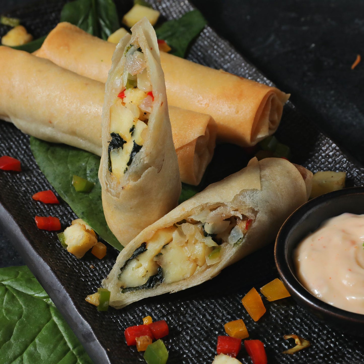 6 springs rolls with dippings + 2 noodles + 2 Mojitos of your choice for 2 people at Spring Rolls, One Galle face
