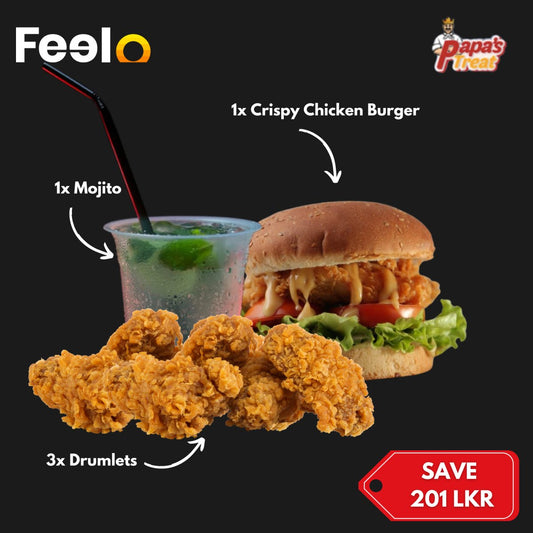 1x Crispy Chicken Burger + 3x Piece Drumlets + 1x Mojito - Papa's Treat, Colombo 13 | Feelo
