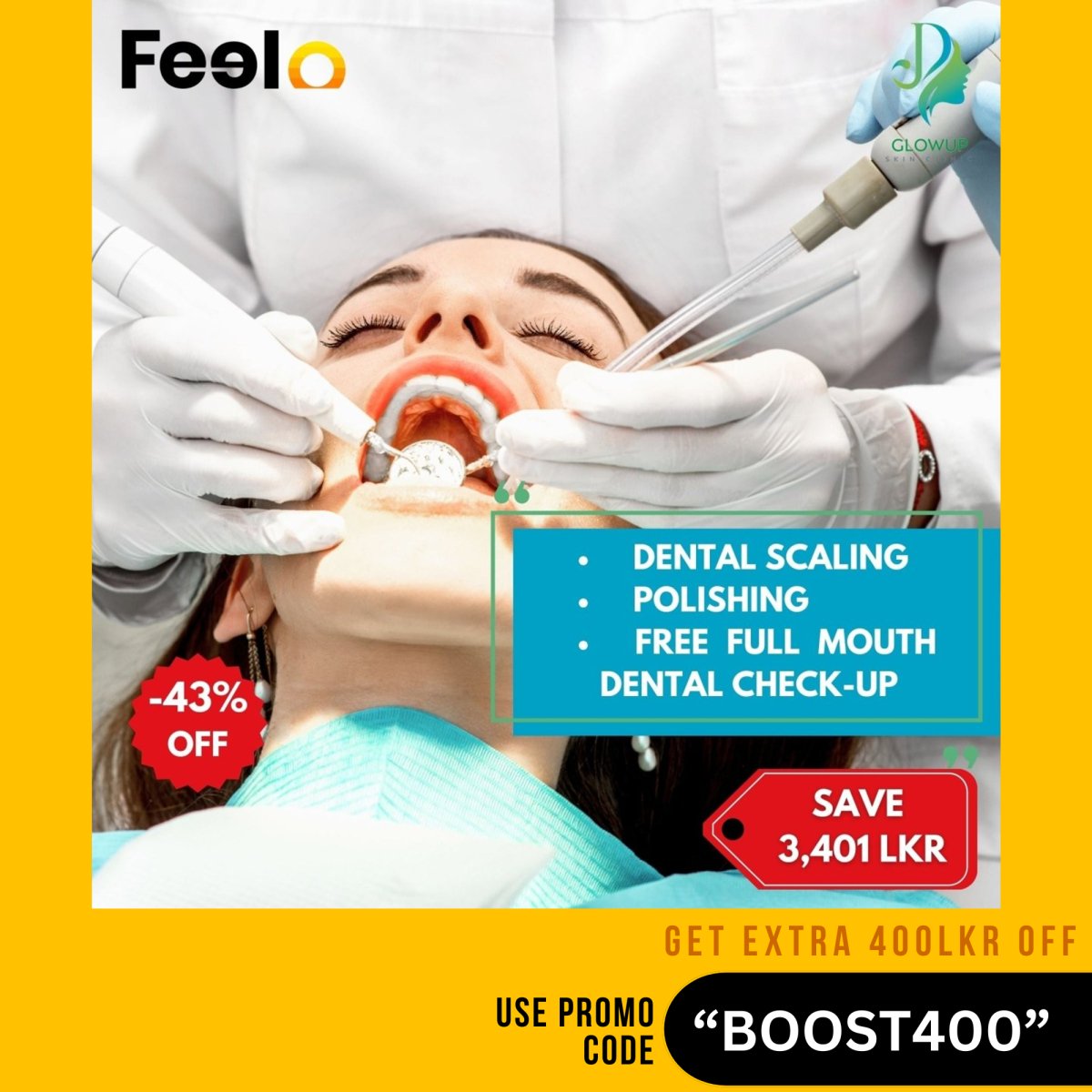 1x Professional Dental scaling + Polishing + Free Full Dental Check-up with guided explanations - Glowup Skin and Dental Clinic, Maharagama | Feelo