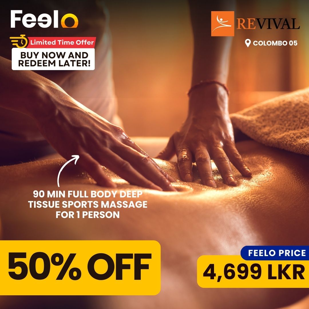 90 Min Full Body Deep Tissue Sports Massage for 2 People or 1 Person at Revival Physiotherapy & Pain Management Center | Colombo 05 - Revival Physiotherapy & Pain Management Center, Colombo 05 | Feelo