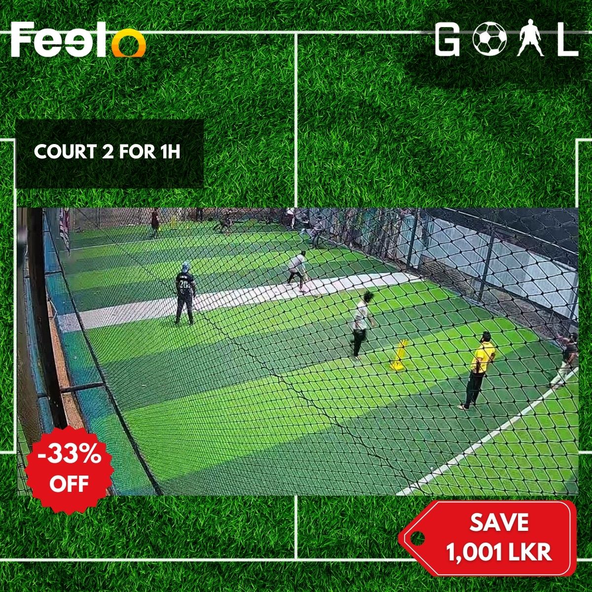 1 - Hour Court Rental at Goal, IDH - Kolonnawa with Cricket & Football Gear - Goal at IDH - Kolonnawa | Feelo