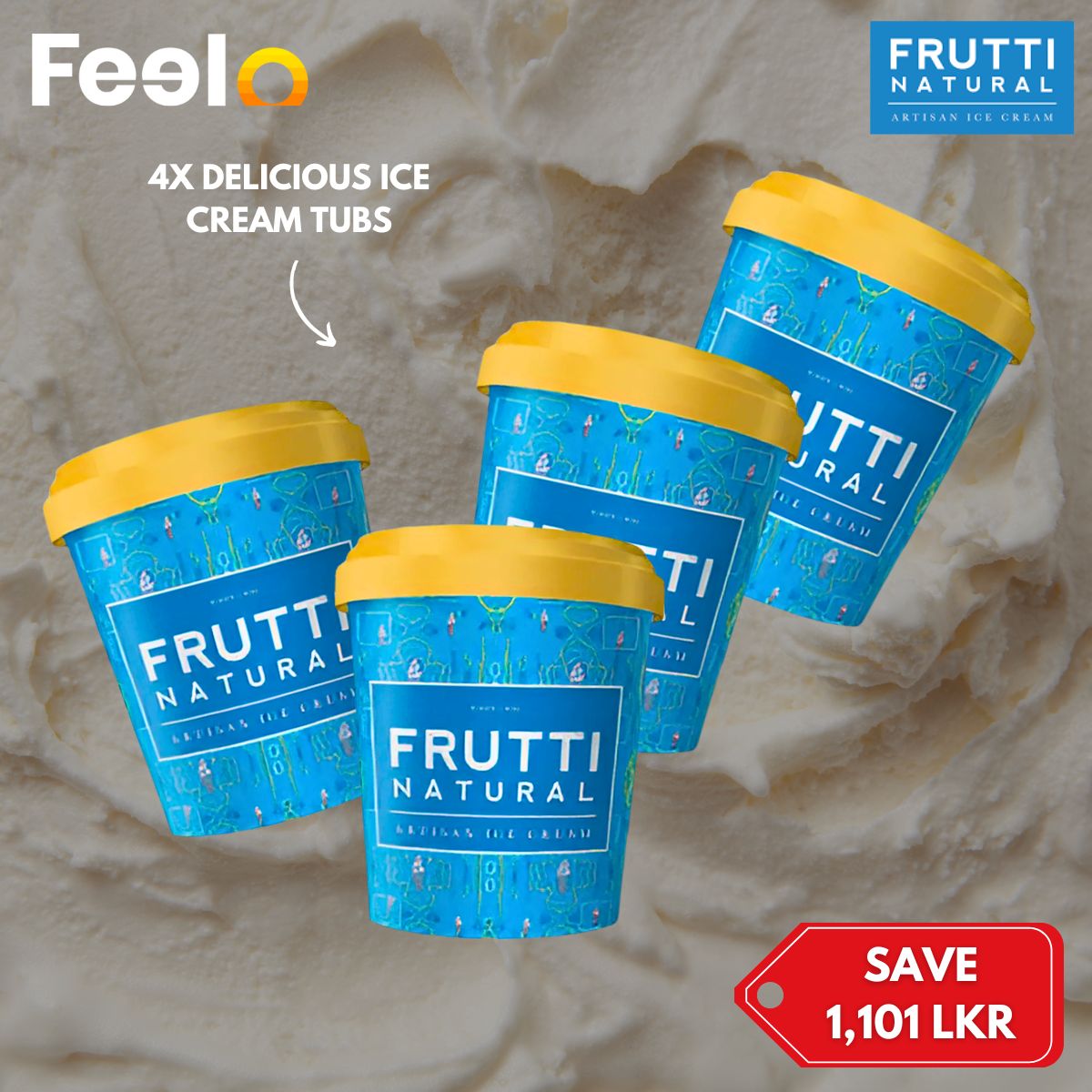 1 or 2 or 4 Delicious Ice Cream Tubs from Frutti Natural’s Flavorful Collection - Frutti Natural, Nugegoda | Feelo