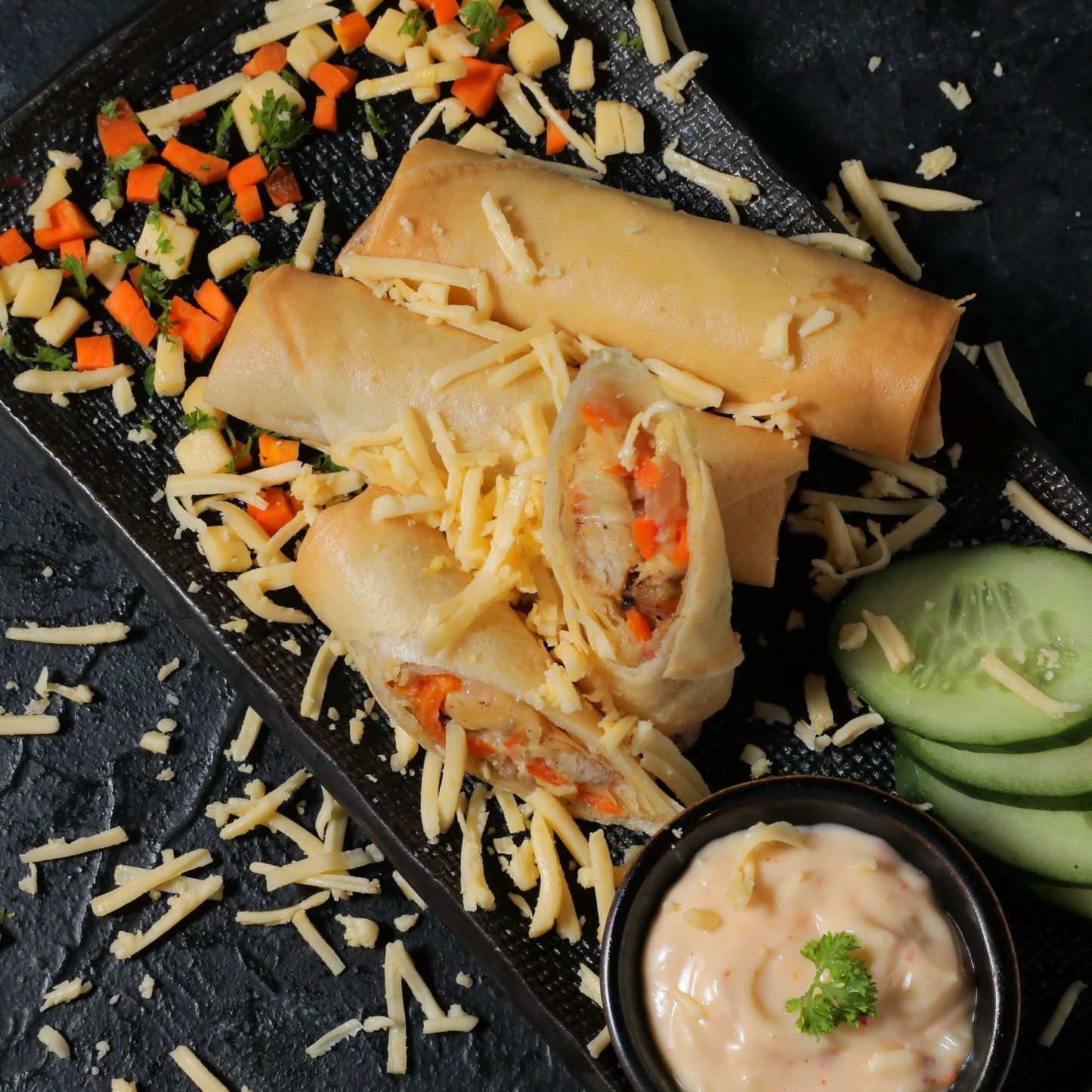 6 springs rolls with dippings + 2 noodles + 2 Mojitos of your choice for 2 people at Spring Rolls, One Galle face