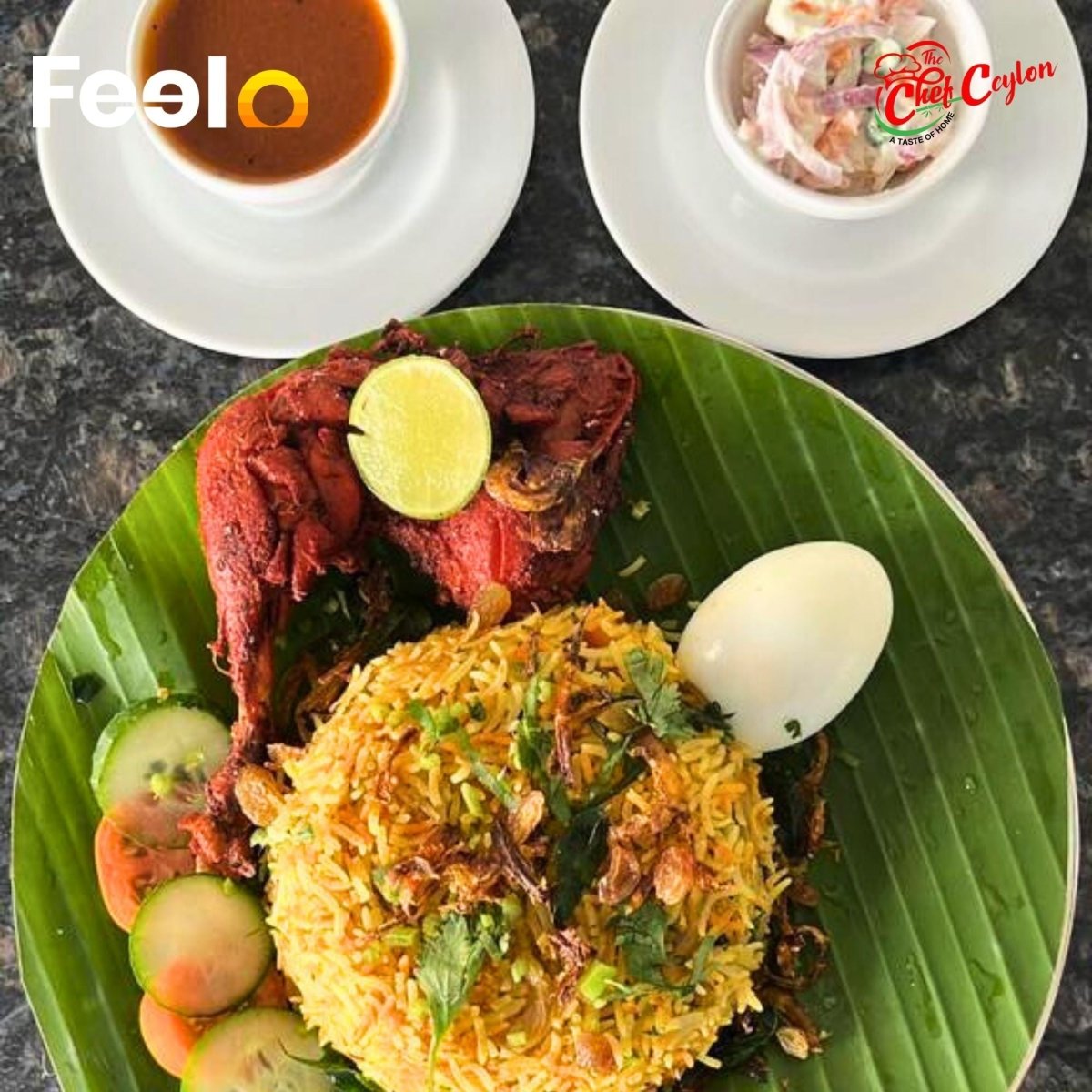 1x Biriyani (Mutton, Prawn, Chicken, Fish or Veg) + 1x Drink or Dessert of your choice - Chef Ceylon, Wellawatta | Feelo