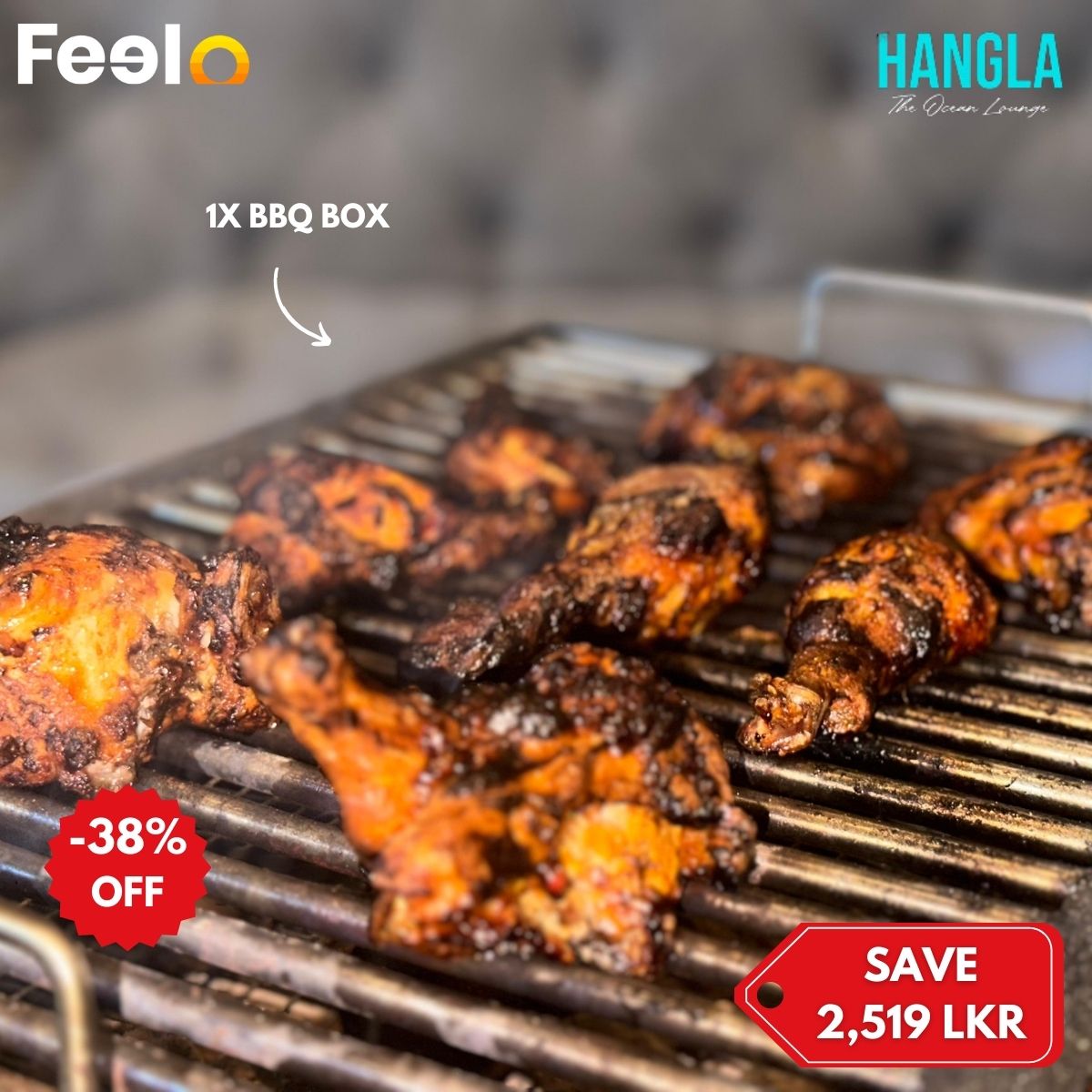 1x Box of BBQ to enjoy with your glasses raised in cheers at HANGLA - The Ocean Lounge, One Galle Face - HANGLA - THE OCEAN LOUNGE, One Galle Face, Colombo 02 | Feelo