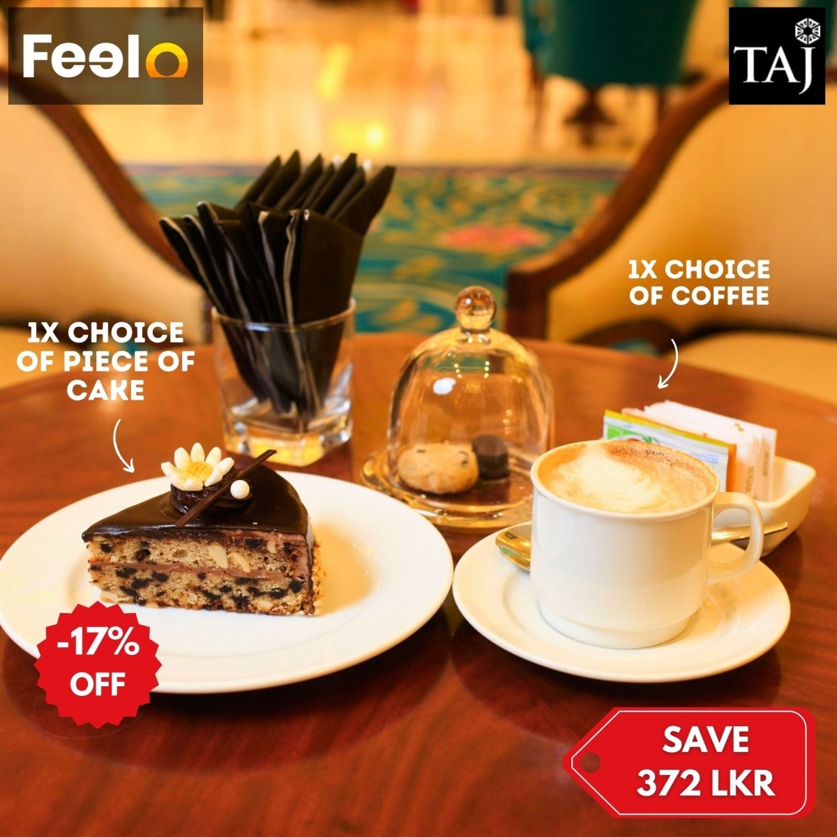 1x Cake & 1x Coffee Delight from Taj Samudra Colombo - Taj Samudra - Colombo | Feelo