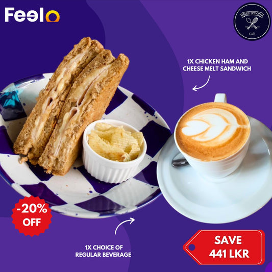 1x Chicken Ham and Cheese Melt Sandwich with 1x Choice of regular beverage from Blue Spoon Cafe - BLUE SPOON CAFE, Colombo 05 | Feelo