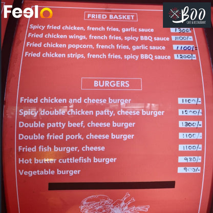 1x Chicken or Beef Burger from BOO Cafè & Restaurant - BOO Cafè & Restaurant, Nugegoda | Feelo