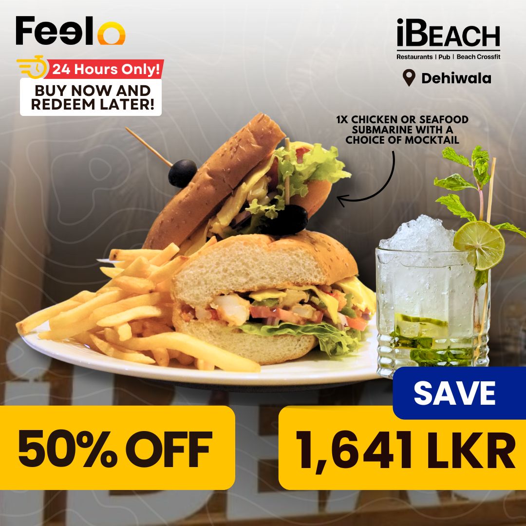 1x Chicken or Seafood Submarine with a Choice of Mocktail from iBeach Restaurant - IBEACH Restaurant, 39/6, Frazer Avenue, Dehiwala, Sri Lanka | Feelo