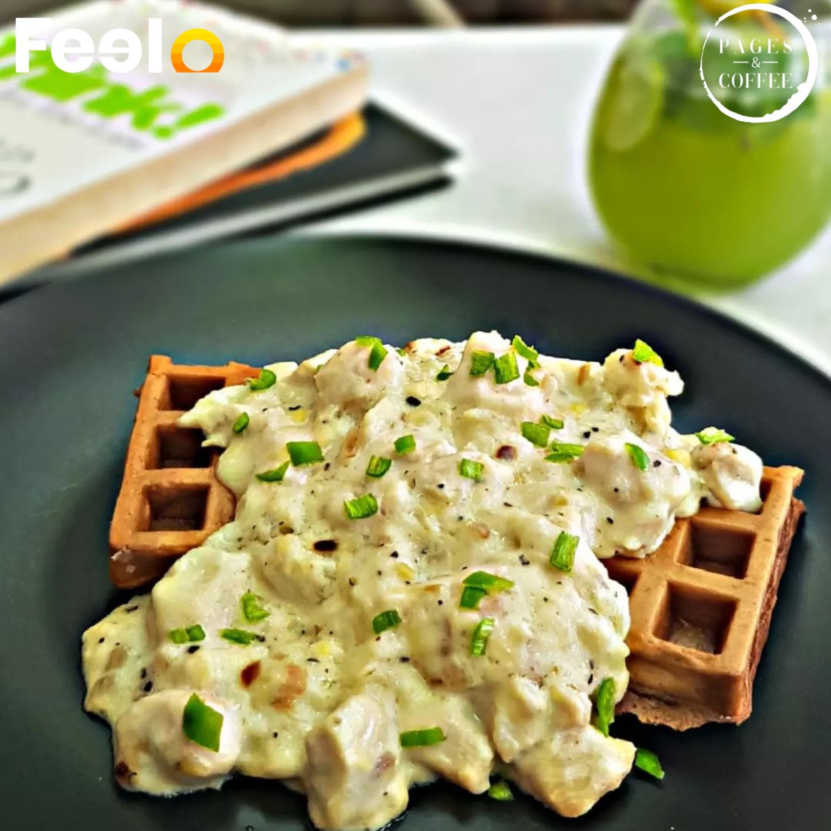 1x Creamy or Spicy Chicken Waffle + 1x Ice Tea of your choice - Pages & Coffee, Colombo - 06 | Feelo