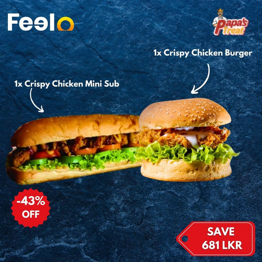 1x Crispy Chicken Burger + 1x Crispy chicken mini-sub (6 inch) - Papa's Treat, Colombo 13 | Feelo