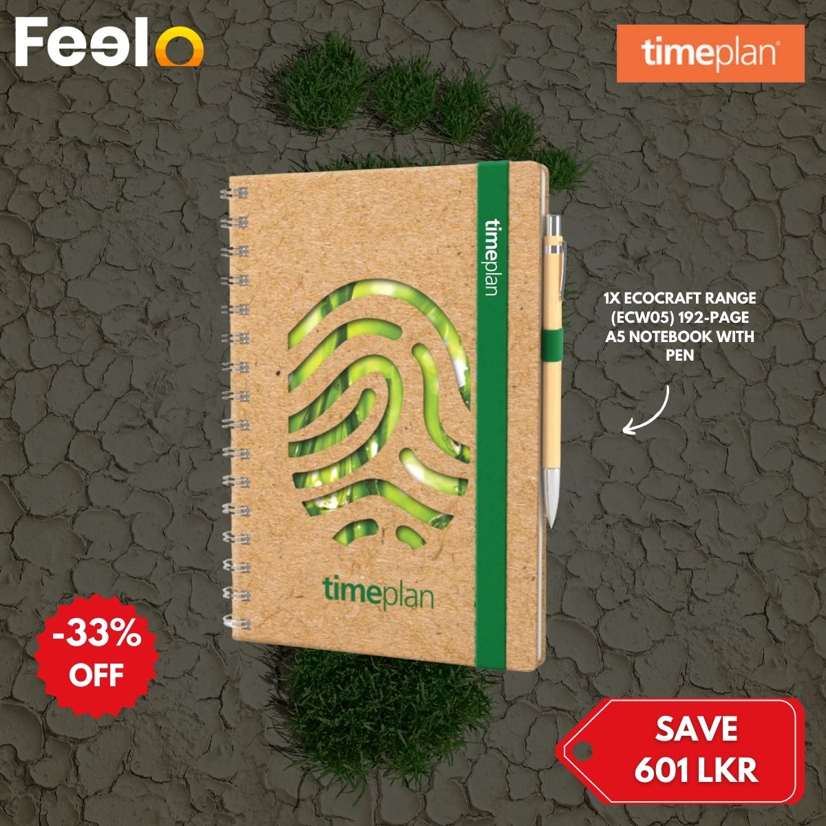 1x EcoCraft Range (ECW05) 192 - Page A5 Notebook with Pen from Time Plan Publishing - Time Plan Publishing | Feelo