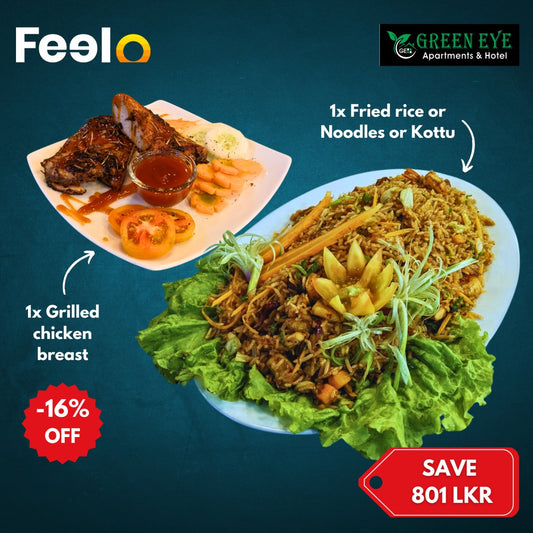 1x Grilled Chicken Breasts dish + 1x Mixed dish of your choice for 2 people - Green Eye Appartements & Hotel, Boralesgamuwa | Feelo