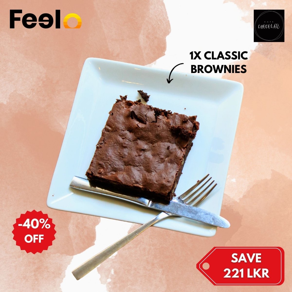 1x Homemade Classic Brownie - Café Chocolate, Colombo 05 | Feelo