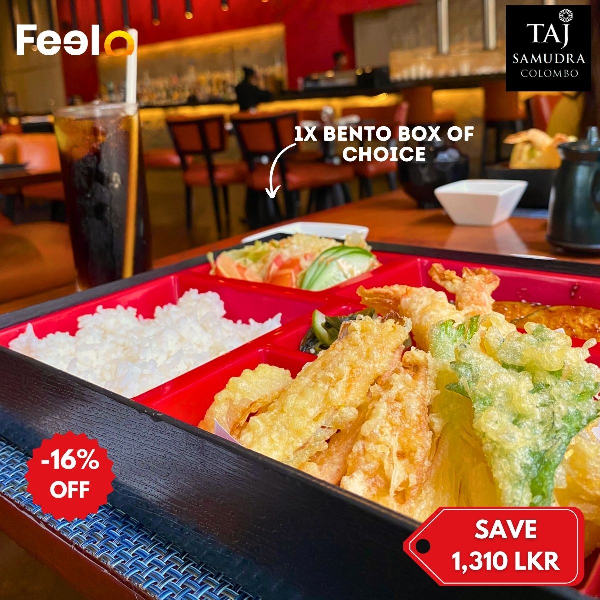 1x Luxurious Bento Box Deal with Miso Soup from Yumi at Taj Samudra Colombo - Taj Samudra - Colombo | Feelo