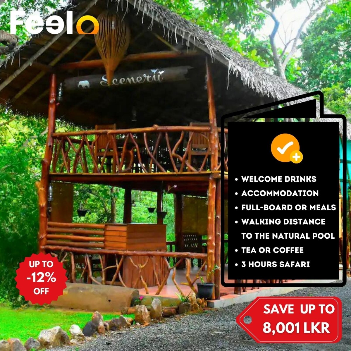 1x Night or 2x Nights stay in luxurious chalets by the Walawe River - Freedom Eco Resort, Udawalawa | Feelo