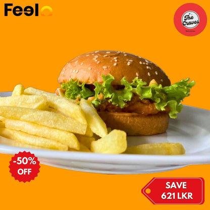 1x or 2x Savoury Burger with French Fries from The Craves - The Craves, Colombo 07 | Feelo