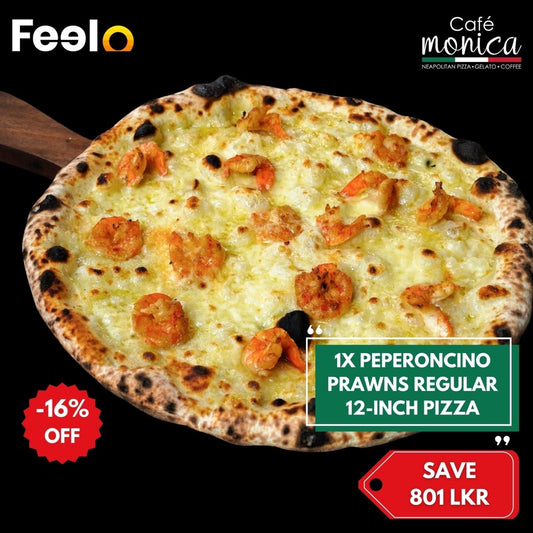 1x Peperoncino Prawns Regular 12-inch Pizza in Cafe Monica - Dutch Hospital - Cafe Monica Sri Lanka, Colombo 01 | Feelo