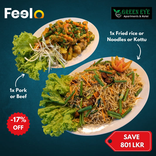 1x Pork or Beef dish + 1x Mixed dish of your choice for 2 people - Green Eye Appartements & Hotel, Boralesgamuwa | Feelo