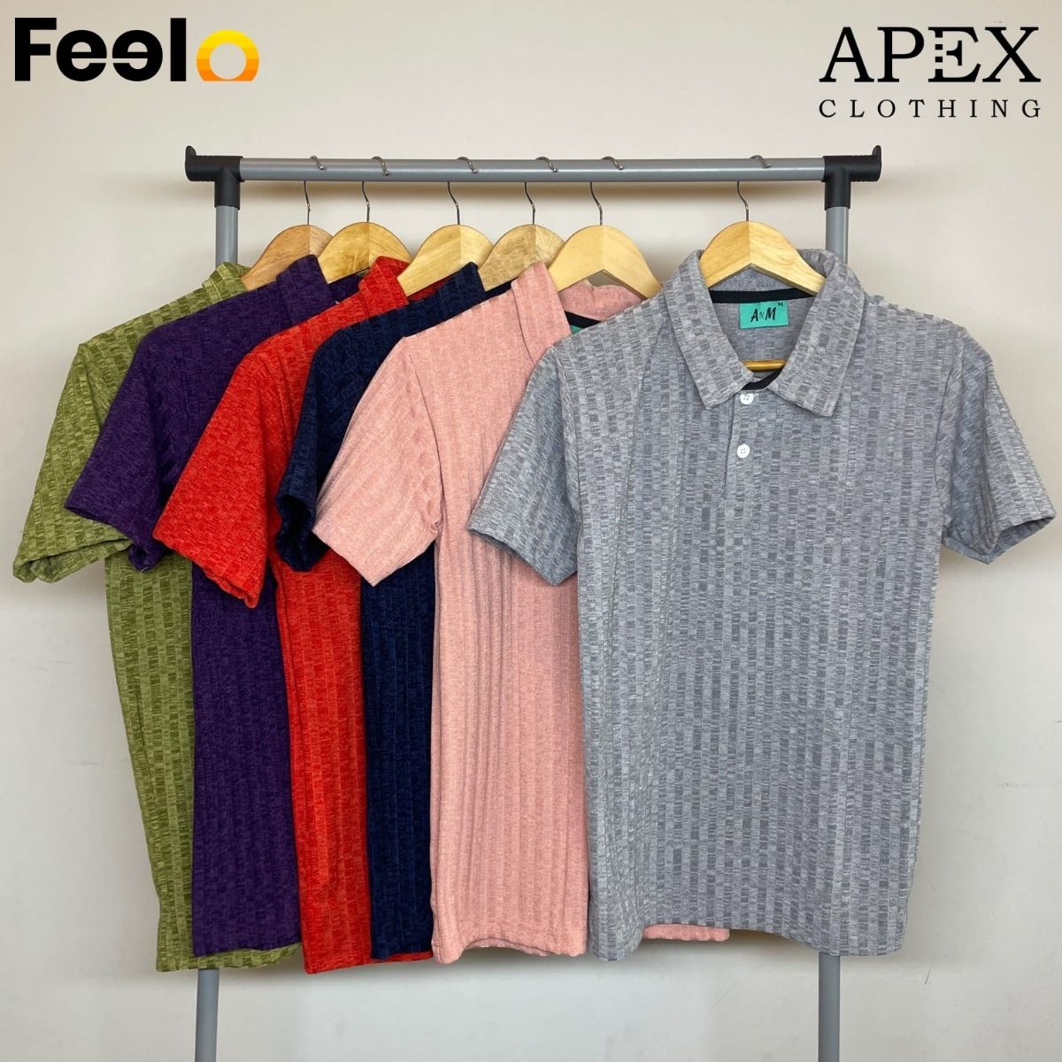 1x Premium Rib Knitted Cotton Men’s T-Shirt from APEX - APEX CLOTHING | Feelo