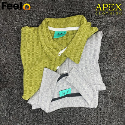 1x Premium Rib Knitted Cotton Men’s T-Shirt from APEX - APEX CLOTHING | Feelo