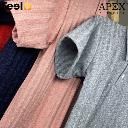 1x Premium Rib Knitted Cotton Men’s T-Shirt from APEX - APEX CLOTHING | Feelo