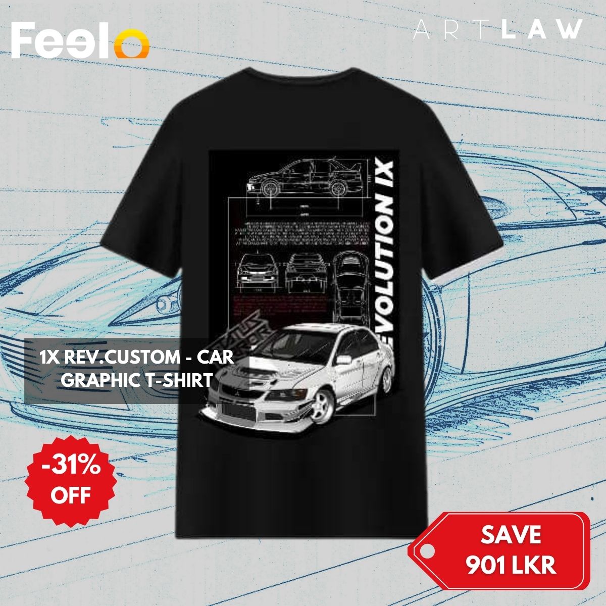 1x REV.CUSTOM Car Graphic T-Shirt of Choice from ARTLAW - ARTLAW | Feelo