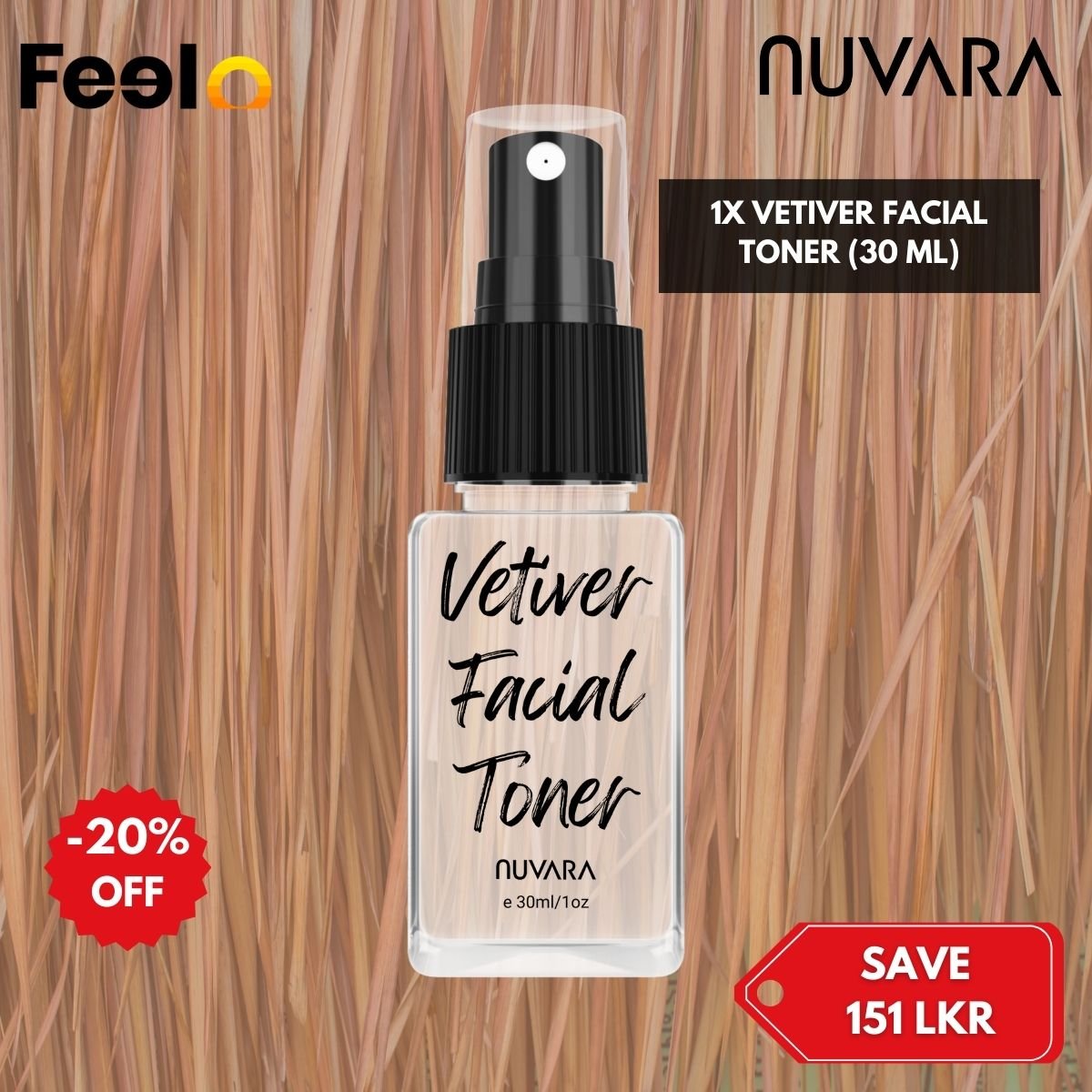 1x Vetiver Facial Toner (30 ml) for a Hydrating Mist - Nuvara | Feelo