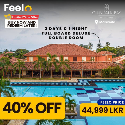 2 Days & 1 Night Full Board Stay in a Deluxe Double Room + Cycling, Mini Golf & Leisure Activities for 2 at Hotel Club Palm Bay | Marawila - Hotel Club Palm Bay, Marawila | Feelo