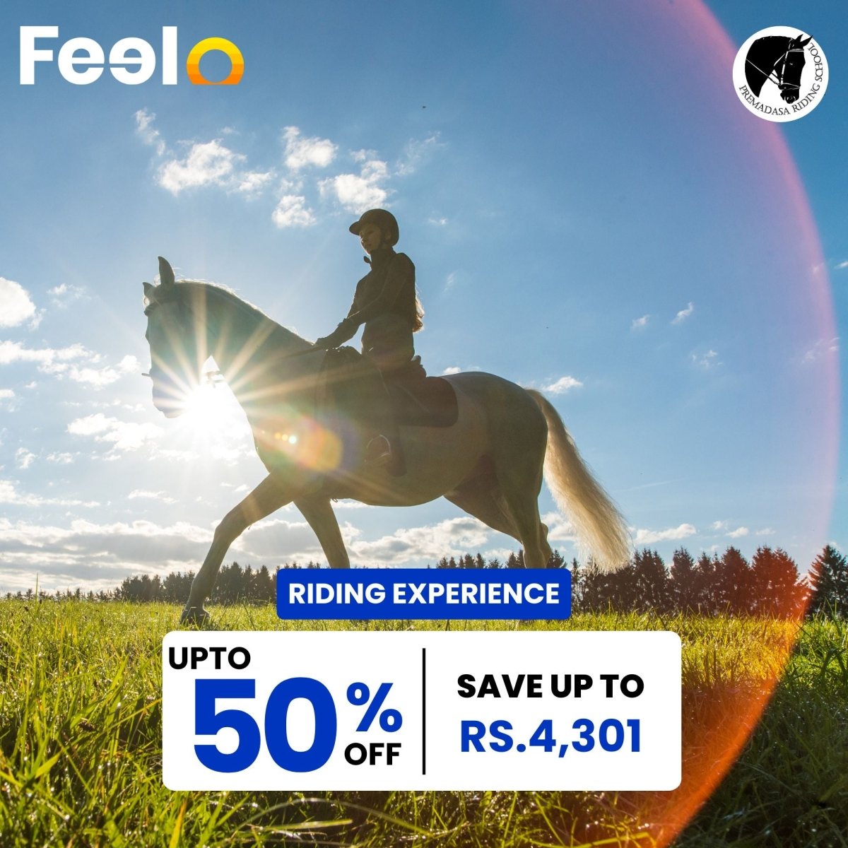 20 min, 40 min or 60 min Guided Horse Riding (laps) around a pleasing lake view - Premadasa Riding School, Nugegoda | Feelo