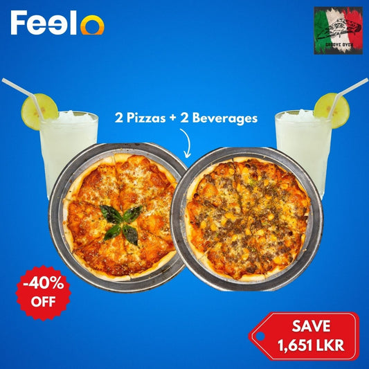 2x 9 inch Pizzas (1 Margherita + Second pizza of your choice) + 2x drinks Free - Lemon Multi-Cuisine Restaurant (Groove Oven), Colombo 02 | Feelo