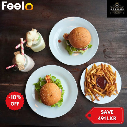 2x Chicken Drumstick Burgers with 2x Milkshakes and 1x Portion of French Fries from 4Errors - 4Errors Restaurant, Dehiwala | Feelo