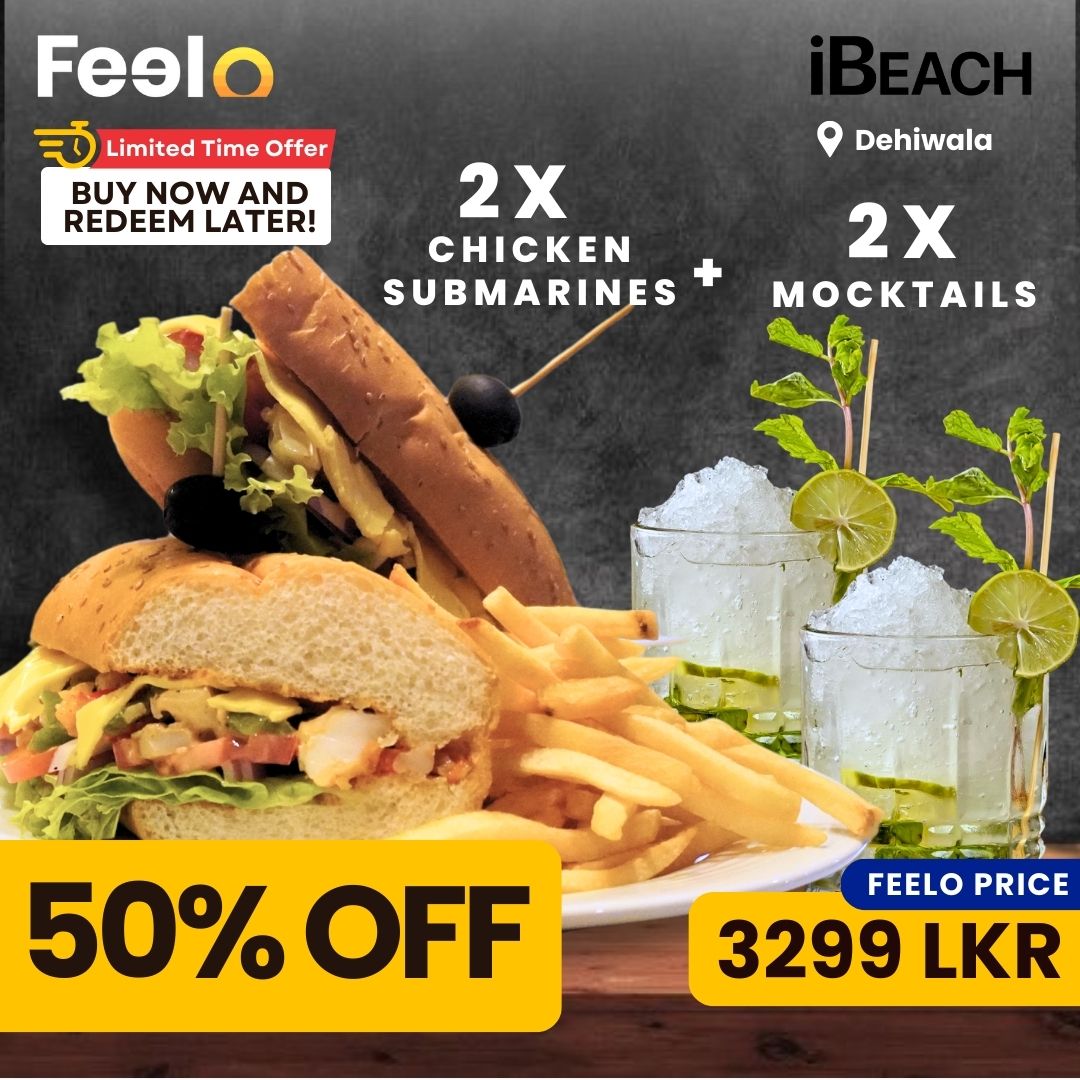 2x Chicken Submarines + 2x Choice of Mocktails for 2 People by iBeach Colombo | Dehiwala - iBeach Restaurant, Dehiwala | Feelo