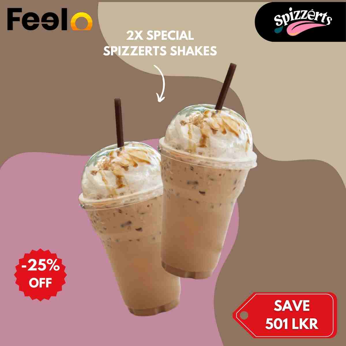 2x Creamy Special Spizzerts shakes of choice - SPIZZERTS, Pink Beach, 38 Frankfort Place, Marine Drive, Colombo 04 | Feelo