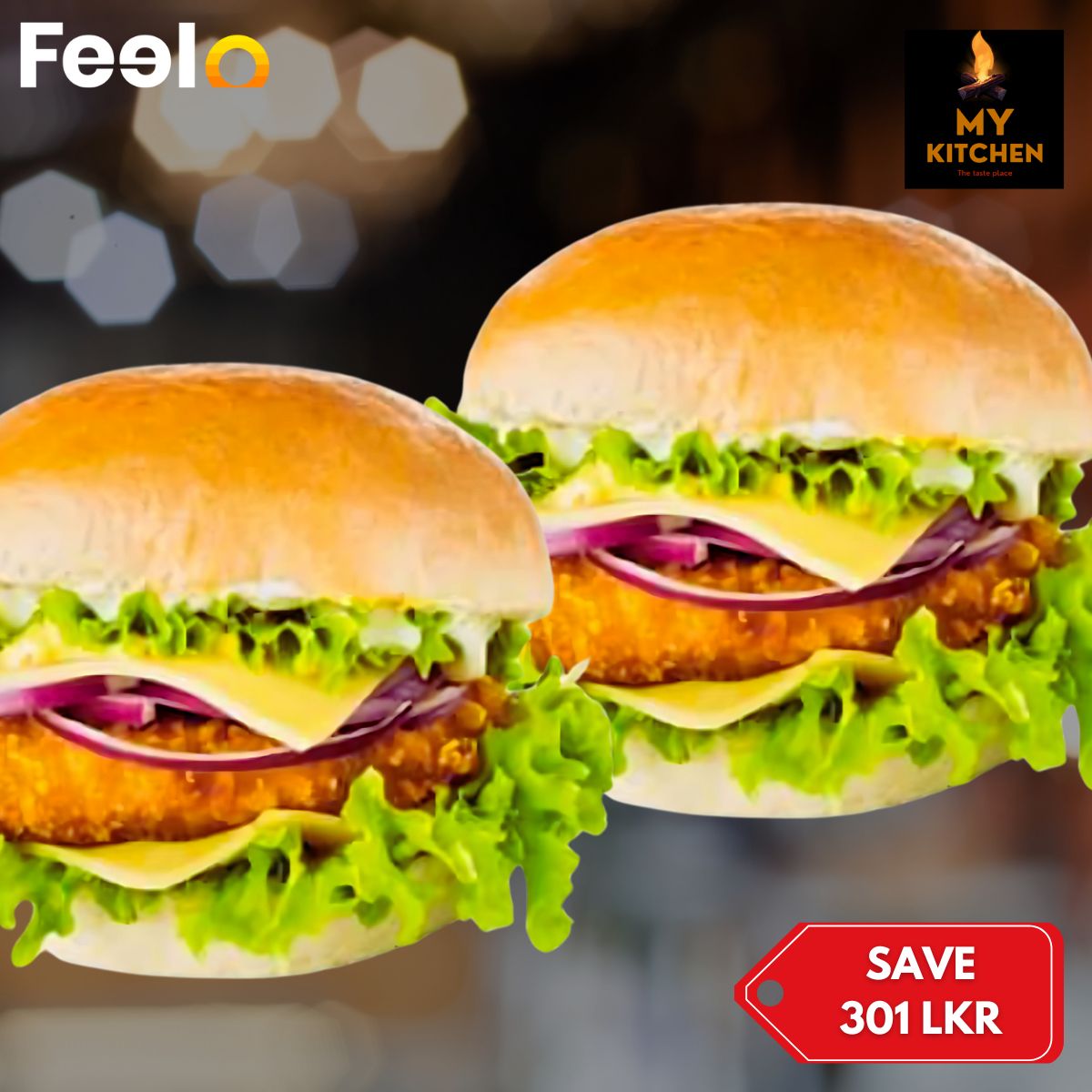 2x Crispy Chicken Burgers with Cheesy Bliss or Pure Crunch from My Kitchen - My Kitchen - Negombo | Feelo