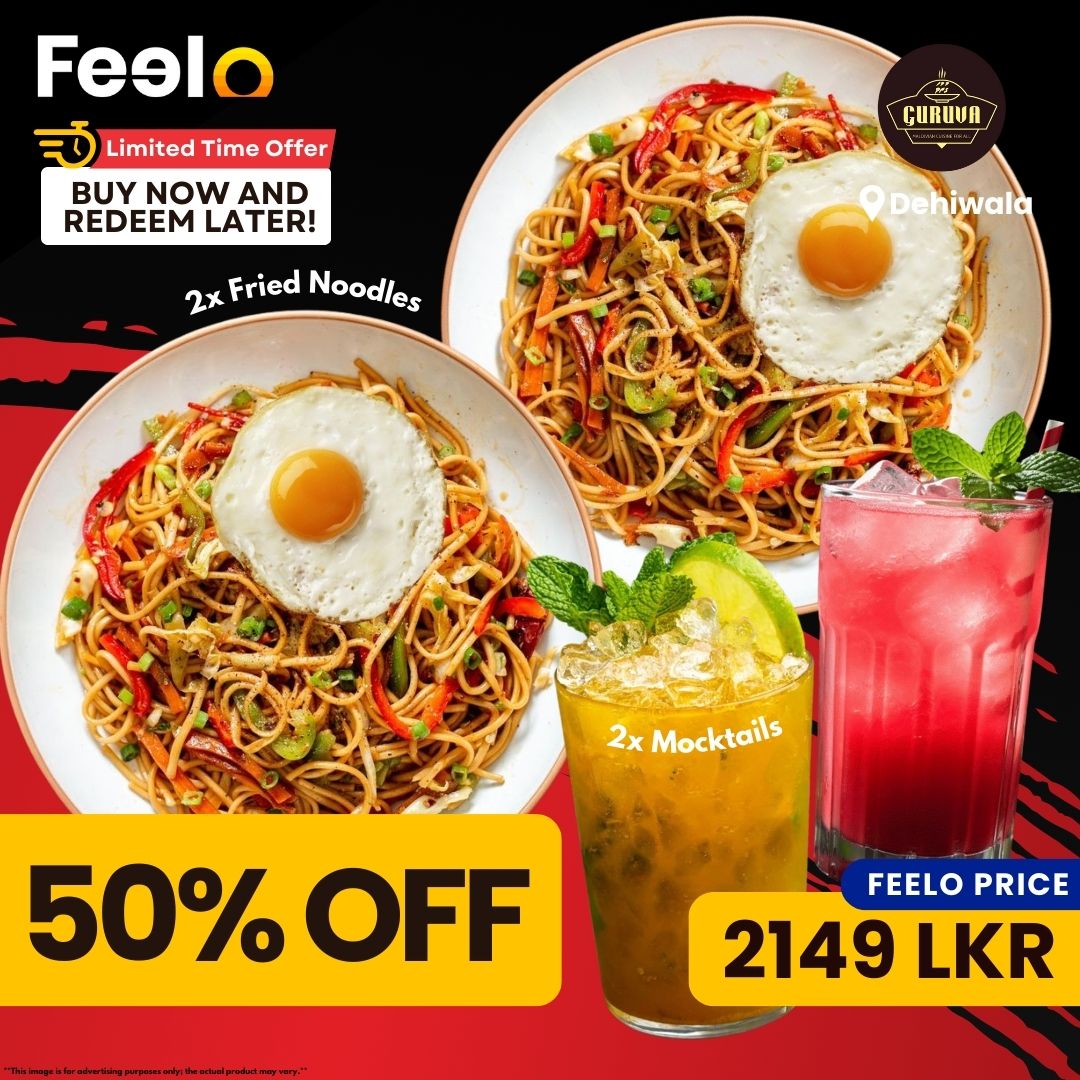 2x Fried Noodles (Maldivian Style) of Choice + 2x Mocktails of Choice by Guruva Restaurant | Dehiwala - GURUVA Restaurant. Maldivian Cuisine For All, Mt Lavinia | Feelo