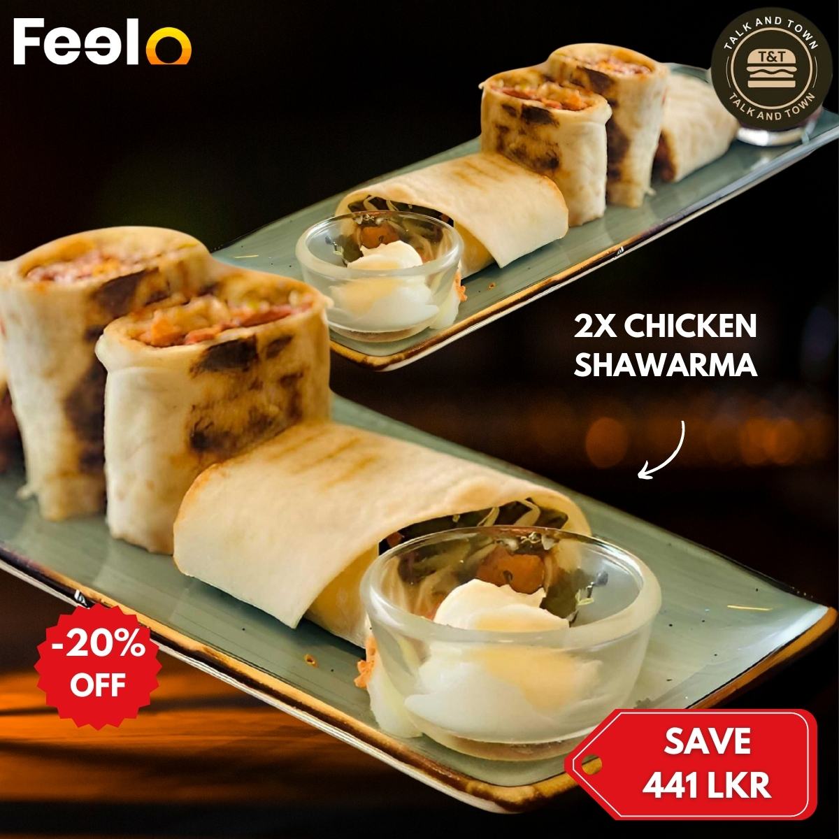 2x Mouthwatering Grilled Chicken Shawarmas from Talk 'n' Town - Talk N Town, Dehiwala, Sri Lanka | Feelo