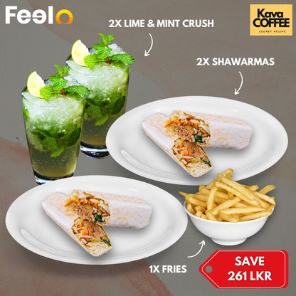 2x Tasty Shawarmas & 2x Lime & Mint Crush with 1x French Fries from The Kava Coffee - The Kava Coffee, Colombo 01 | Feelo