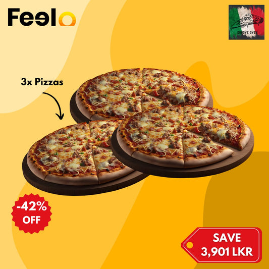 3x Large Pizzas (11 inch): 1x Margherita + 2x pizzas of your choice - Lemon Multi-Cuisine Restaurant (Groove Oven), Colombo 02 | Feelo