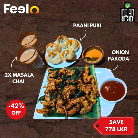 6x Paani Puri + 1x Onion Pakoda + 2x Masala Chai in Indian Street Style - INDIAN KITCHEN, Colombo 03 | Feelo