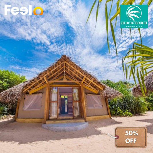 A unique 3-day beachfront escape, including full board dining, a relaxing foot massage, and a romantic dinner on the beach for 2 people - Jungle Beach Camp, Ahungalla | Feelo