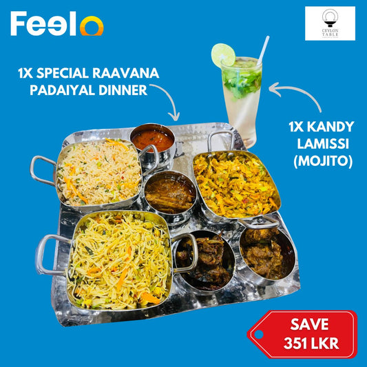 Authentic 1x Special Raavana Padaiyal Dinner + 1x Kandy Lamissi - Ceylon Table, Colombo 13 | Feelo