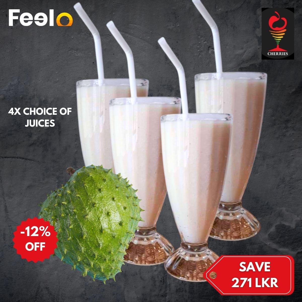 Cherries: 4x Fresh Juices of Your Choice – Lime, ABC, Soursop, Tamarind, Apple Cucumber Mint - Cherries, Colombo 03 | Feelo