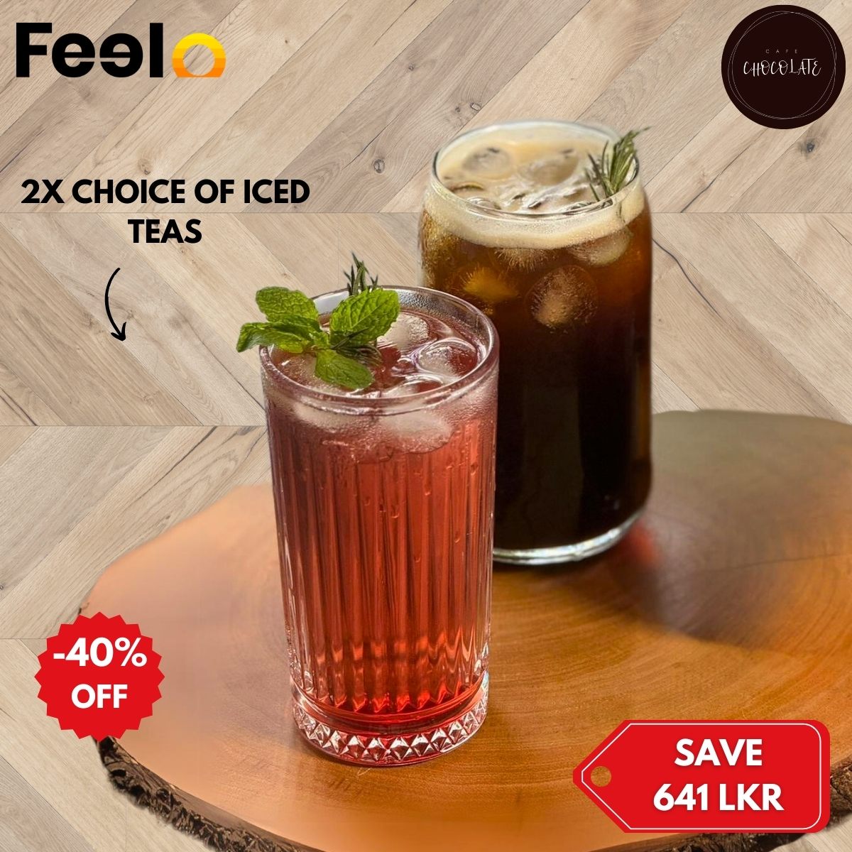 Chilled Duo Delight: 2x Iced Tea of Choice from Cafe Chocolate - Café Chocolate, 8 Stratford Ave, Colombo 05 | Feelo