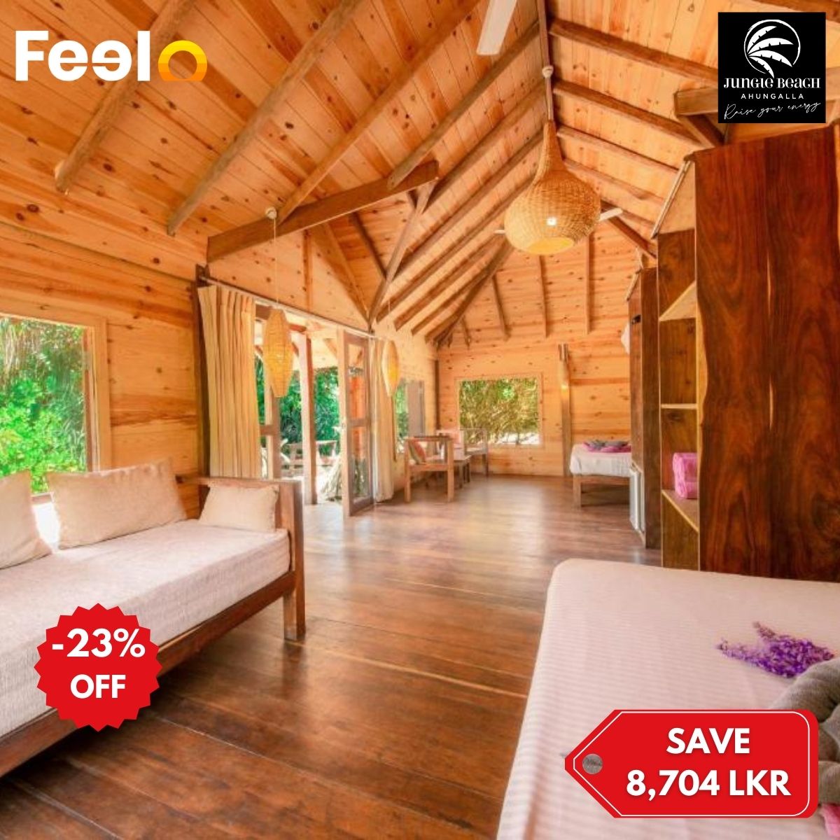 Day Out Package for 2 with Room, Meals & Beach Access at Jungle Beach, Ahungalla - Jungle Beach Camp, Ahungalla | Feelo