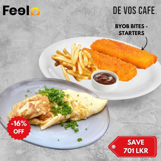 Enjoy BYOB Bites at De Vos Cafe: Includes 1x Cheese Omelette, 1x Serving of Fish Fingers, and 1x Serving of Fries - De Vos Cafe, Colombo 04 | Feelo