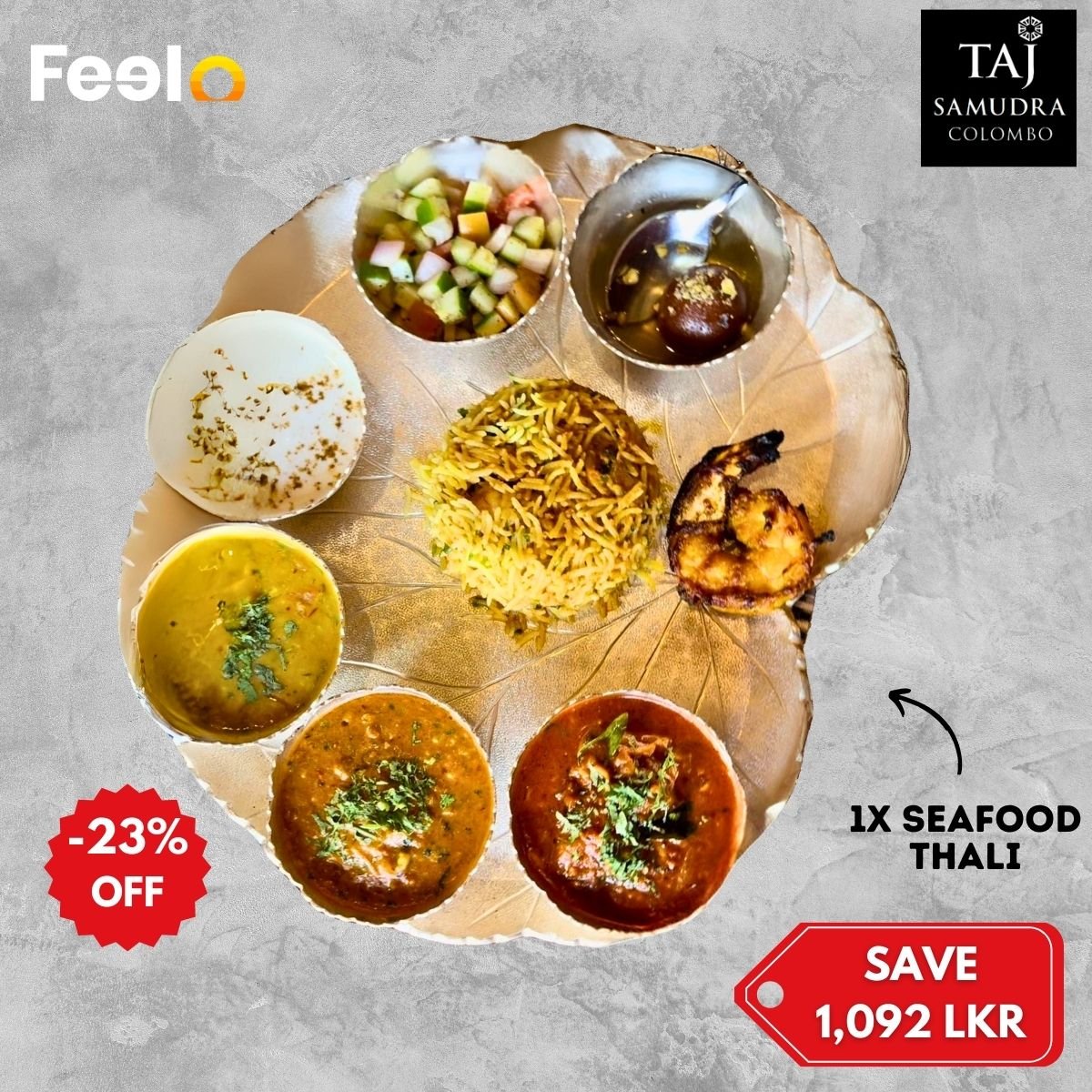 Exquisite 1x Seafood Thali from Navratna Restaurant at Taj Samudra Colombo - Taj Samudra - Colombo | Feelo