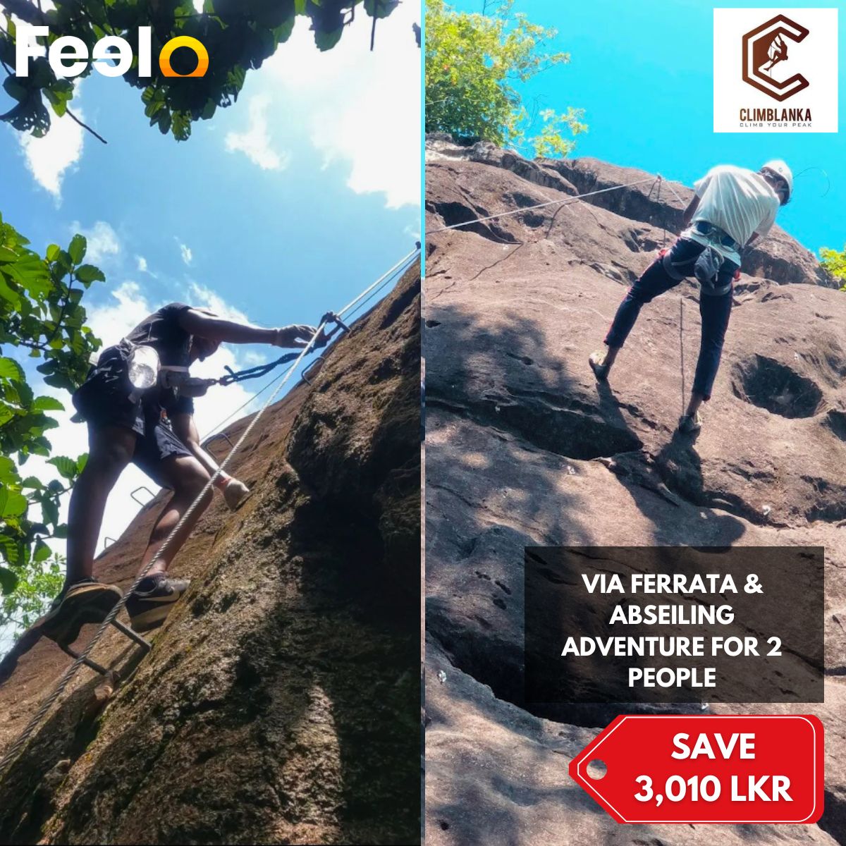 Viaferrata & Abseiling Adventure for 2 People at Kodigahakanda Sanctuary - CLIMBLANKA | Feelo